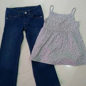 H&M Top/dress 2-4 Faded Glory Jeans Sz 4